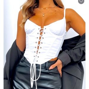 White bustier corset top
